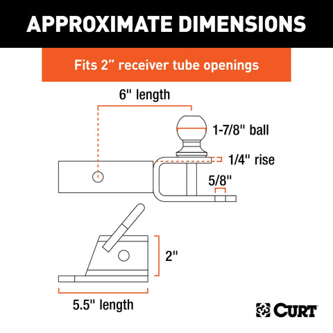 CURT 45029 ATV Towing Starter Kit with 2 Shank and 1-7/8 Trailer Ball