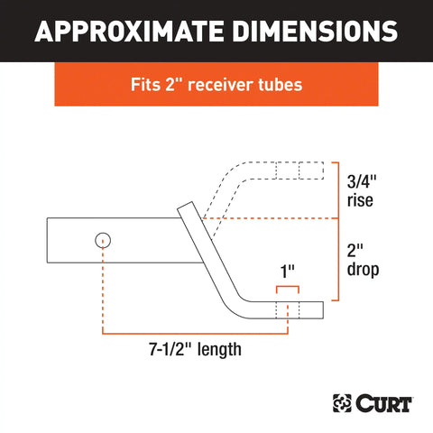 CURT 45030 Class 3 Ball Mount (2 Shank, 7,500 lbs., 2 Drop, 7-1/2 Long)