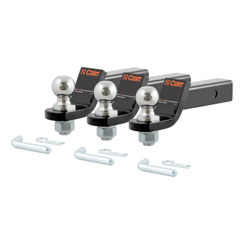 CURT 45037 Loaded Ball Mounts with 2 Balls (2 Shank, 7,500 lbs., Drop, 3-Pack)