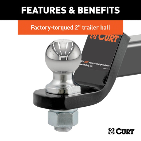 CURT 45037 Loaded Ball Mounts with 2 Balls (2 Shank, 7,500 lbs., Drop, 3-Pack)