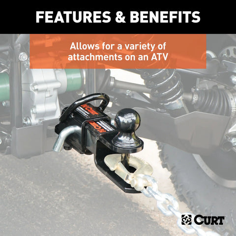 CURT 45038 ATV Towing Starter Kit with 2 Shank and Trailer Ball