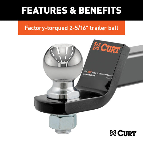 CURT 45041 - Loaded Ball Mount with 2-5/16in. (2in. Shank 7500 lbs. 2in. Drop)