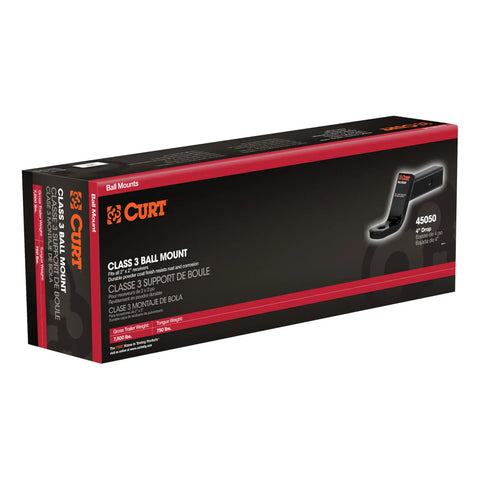 CURT 45051 - Class 3 Ball Mount (2in. Shank 7500 lbs. 4in. Drop 8-1/4in. Long Packaged)