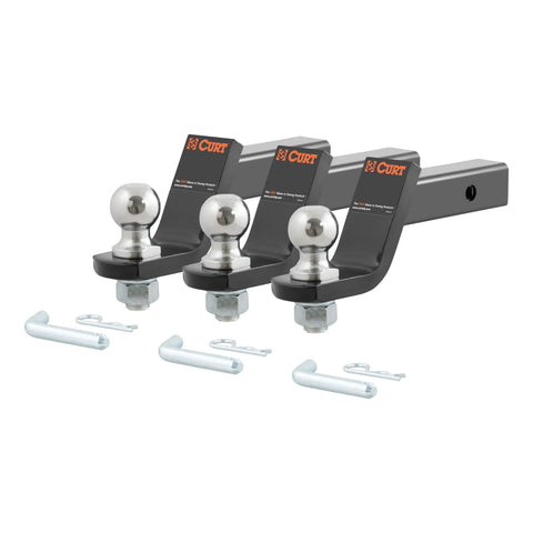 CURT 45057 Loaded Ball Mounts with 2 Balls (2 Shank, 7,500 lbs., 4 Drop, 3-Pack)