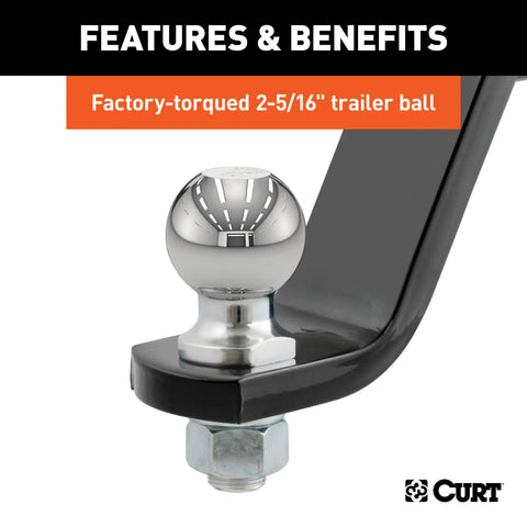 CURT 45065 Loaded Ball Mount with 2-5/16 (2 Shank, 7,500 lbs., 6 Drop)