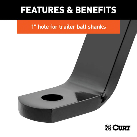 CURT 45100 Class 3 Ball Mount (2 Shank, 5,000 lbs., 8 Drop, 13 Long)