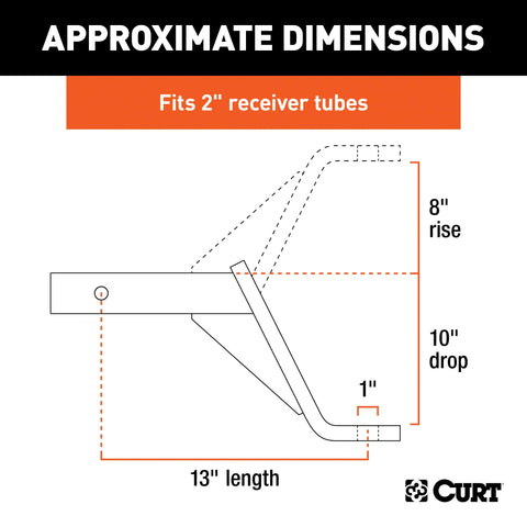 CURT 45110 Class 3 Ball Mount (2 Shank, 5,000 lbs., 10 Drop, 13 Long)