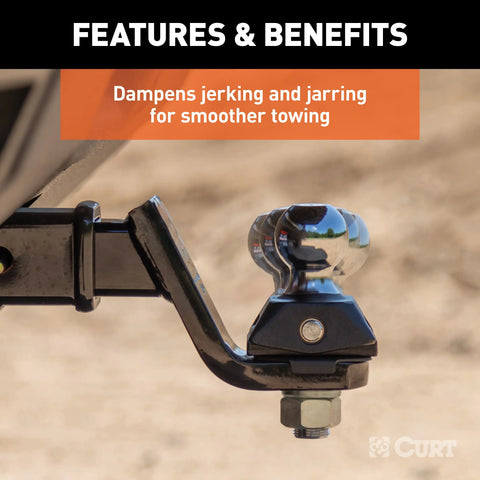 CURT 45143 RockerBall Cushion Hitch with 2 Ball (2 Shank, 7,500 lbs., 3 Drop)