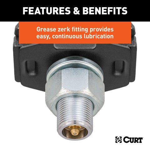 CURT 45143 RockerBall Cushion Hitch with 2 Ball (2 Shank, 7,500 lbs., 3 Drop)