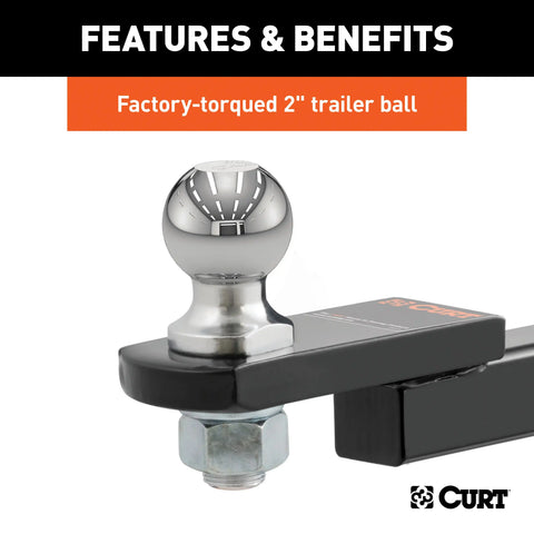 CURT 45147 Towing Starter Kit with 2 Ball (1-1/4 Shank, 3,500 lbs, 3/4 Rise)