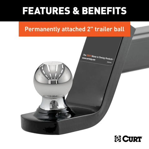 CURT 45154 Fusion Ball Mount with 2 (2 Shank, 7,500 lbs., 4 Drop)
