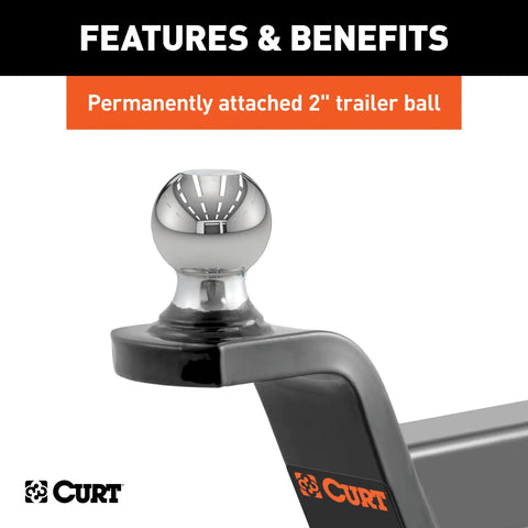 CURT 45155 Fusion Ball Mount with 2 (2 Shank, 7,500 lbs., Rise)