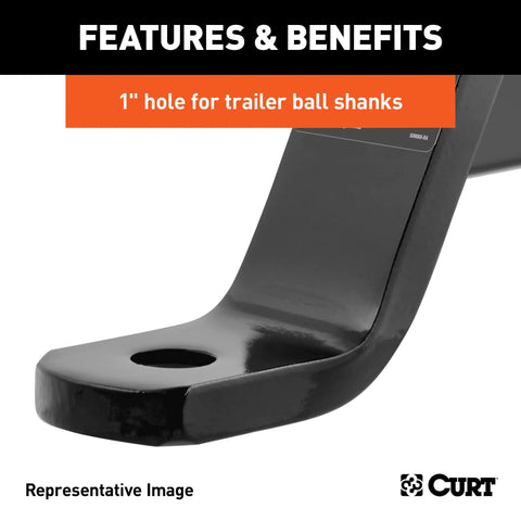 CURT 45240 Dual-Length Ball Mount (2 Shank, 7,500 lbs., 6 Drop, 9-1/4 or 12-1/4 Long)