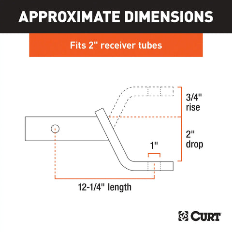 CURT 45260 Class 3 Ball Mount (2 Shank, 7,500 lbs., 2 Drop, 12-1/4 Long)