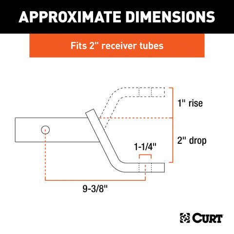 CURT 45310 Class 4 Ball Mount (2 Shank, 10,000 lbs., 2 Drop, 9-3/8 Long)