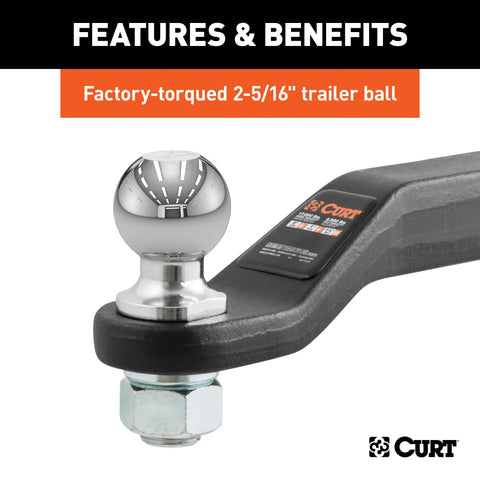 CURT 45331 Loaded Forged Ball Mount with 2-5/16 (2 Shank, 15,000 lbs., 2 Drop)