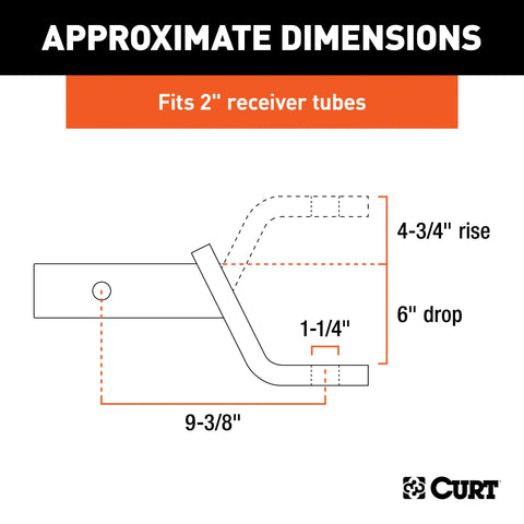 CURT 45336 Class 4 Ball Mount (2 Shank, 10,000 lbs., 6 Drop, 9-3/8 Long)