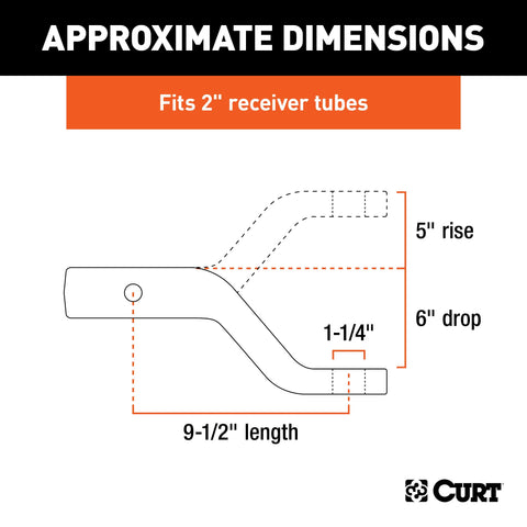 CURT 45342 Forged Ball Mount (2 Shank, 17,000 lbs., 6 Drop, 9-1/2 Long)