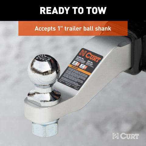 CURT 45360 Aluminum Ball Mount (2 Shank, 8,000 lbs, 2 Drop, 8-1/2 Long)