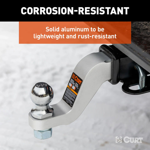 CURT 45361 Aluminum Ball Mount (2 Shank, 8,000 lbs, 4 Drop, 8-1/2 Long)