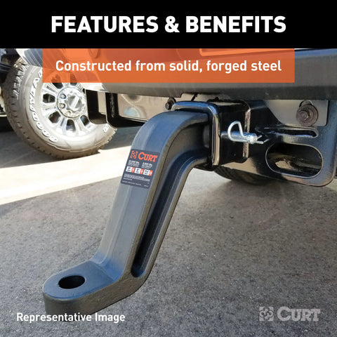 CURT 45432 Industrial Duty Forged Ball Mount (3 Shank, 21,000 lbs., 8 Drop, 10-1/2 Long)