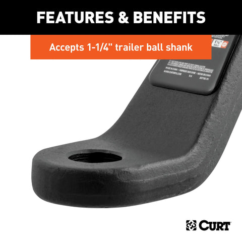 CURT 45432 Industrial Duty Forged Ball Mount (3 Shank, 21,000 lbs., 8 Drop, 10-1/2 Long)