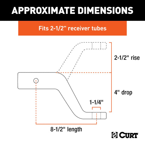 CURT 45458 Commercial Duty Forged Ball Mount (2-1/2 Shank, 20,000 lbs., 4 Drop)