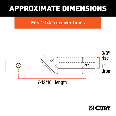 CURT 45503 Class 2 Ball Mount (1-1/4 Shank, 3,500 lbs., 1 Drop, 7-13/16 Long)