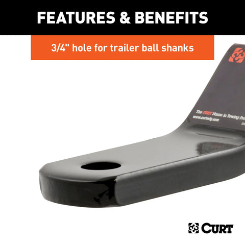 CURT 45503 Class 2 Ball Mount (1-1/4 Shank, 3,500 lbs., 1 Drop, 7-13/16 Long)