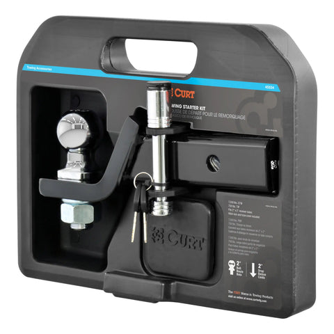 CURT 45534 Towing Starter Kit with 2 Ball (2 Shank, 7,500 lbs, Drop)