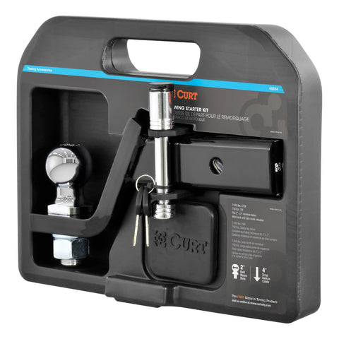 CURT 45554 Towing Starter Kit with 2 Ball (2 Shank, 7,500 lbs, 4 Drop)