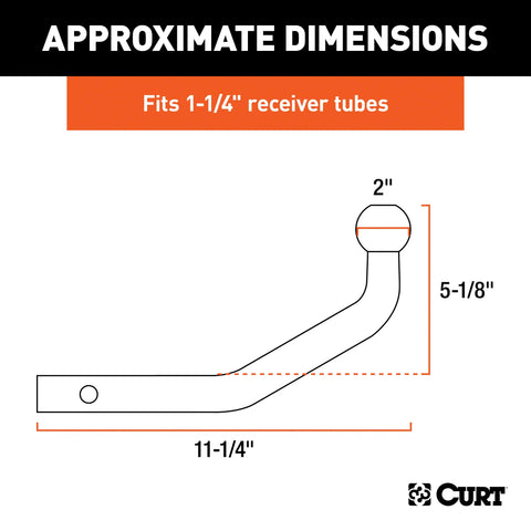 CURT 45592 Euro Mount (2 Ball, 1-1/4 Shank, 3,500 lbs., 5-1/8 High, 11-1/4 Long)
