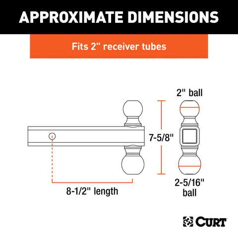 CURT 45660 Multi-Ball Mount (2 Solid Shank, 2 & 2-5/16 Black Balls)