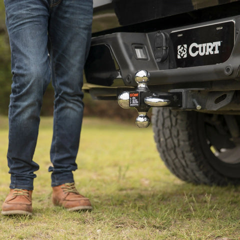 CURT 45675 Multi-Ball Mount with Hook (2 Solid Shank, 1-7/8", 2 & 2-5/16 Chrome Balls)