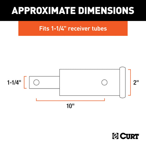 CURT 45790 Receiver Tube Adapter (1-1/4 to 2 Shank, Not for Towing Use, 6-1/4 Length)