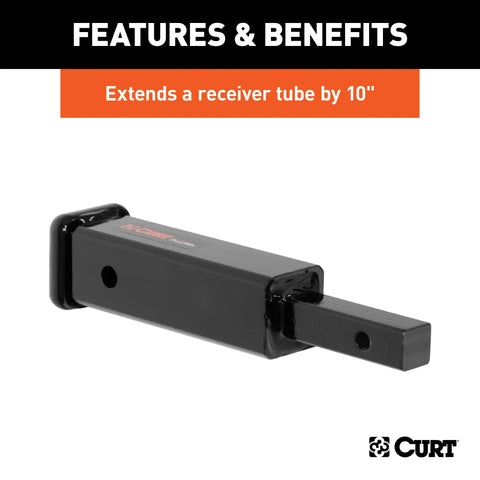 CURT 45790 Receiver Tube Adapter (1-1/4 to 2 Shank, Not for Towing Use, 6-1/4 Length)
