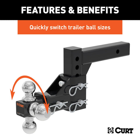 CURT 45799 Adjustable Tri-Ball Mount (2 Shank, 1-7/8", 2 & 2-5/16 Balls)