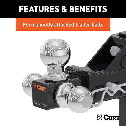 CURT 45799 Adjustable Tri-Ball Mount (2 Shank, 1-7/8", 2 & 2-5/16 Balls)