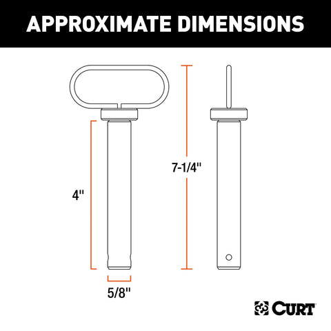 CURT 45804 5/8 x 4-Inch Clevis Pin Hitch with Rubber-Coated Handle and Clip
