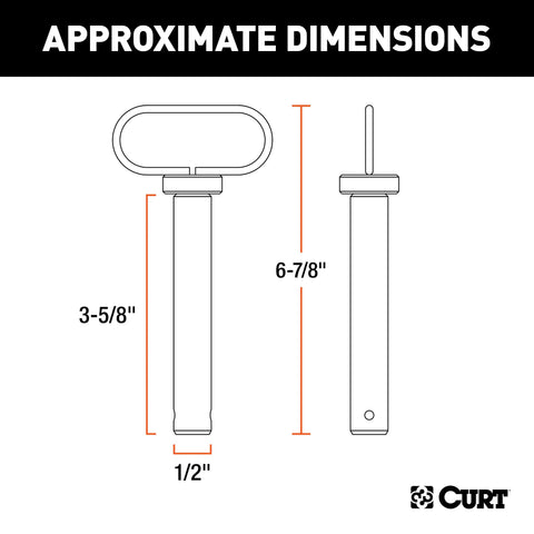 CURT 45805 1/2 x 3-5/8-Inch Clevis Pin Hitch with Rubber-Coated Handle and Clip