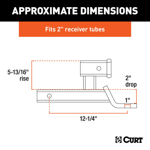 CURT 45810 Multi-Use Ball Mount (2 Shank, 7,500 lbs., 5-13/16 Rise, 1 Hole)