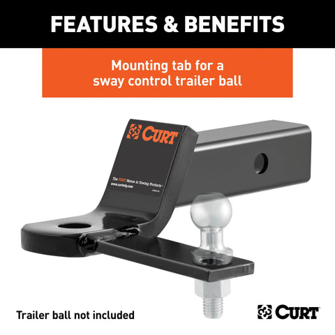 CURT 45820 Sway Tab Ball Mount (2 Shank, 7,500 lbs., 2 Drop)