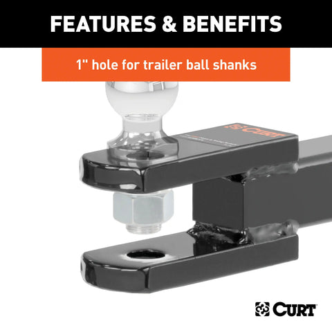 CURT 45821 Clevis Pin Ball Mount with 1 Diameter (2 Shank, 6,000 lbs.)