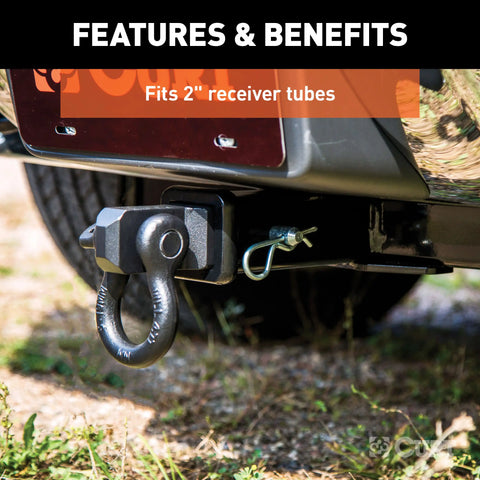 CURT 45832 D-Ring Shackle Mount Trailer Hitch, Fits 2-Inch Receiver, 13,000 lbs