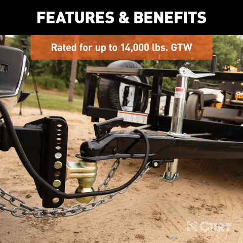 CURT 45900 Adjustable Channel Mount with Dual Ball (2 Shank, 14,000 lbs., 6 Drop)