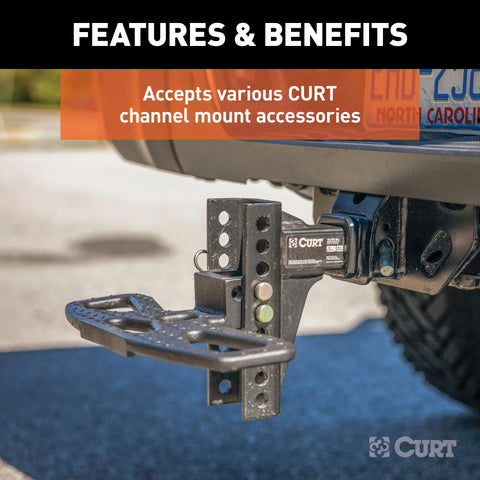 CURT 45900 Adjustable Channel Mount with Dual Ball (2 Shank, 14,000 lbs., 6 Drop)