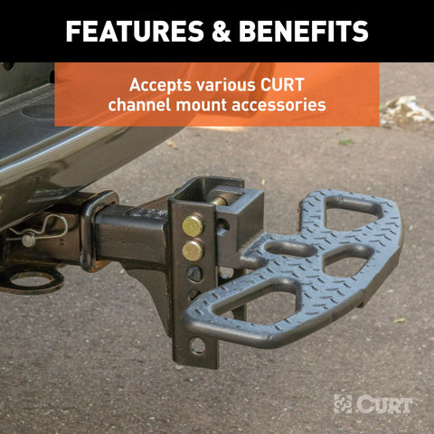 CURT 45901 Adjustable Channel Mount with 1 Ball Hole (2 Shank, 6,000 lbs., 6-3/4 Drop)