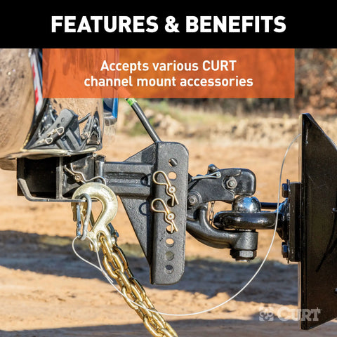 CURT 45902 Adjustable Channel Mount with Dual Ball (2-1/2 Shank, 20,000 lbs., 6 Drop)