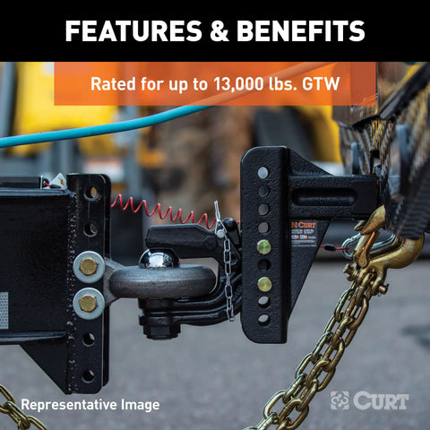 CURT 45907 Adjustable Channel Mount with 2-5/16 Ball & Pintle (2 Shank, 13,000 lbs.)