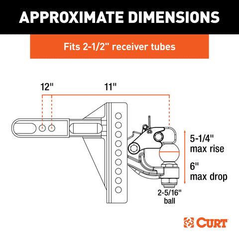 CURT 45908 Adjustable Channel Mount with 2-5/16 Ball & Pintle (2-1/2 Shank, 20,000 lbs.)